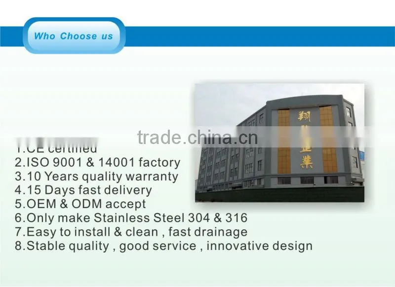 ISO 9001 Factory easy clean stainless steel floor drain