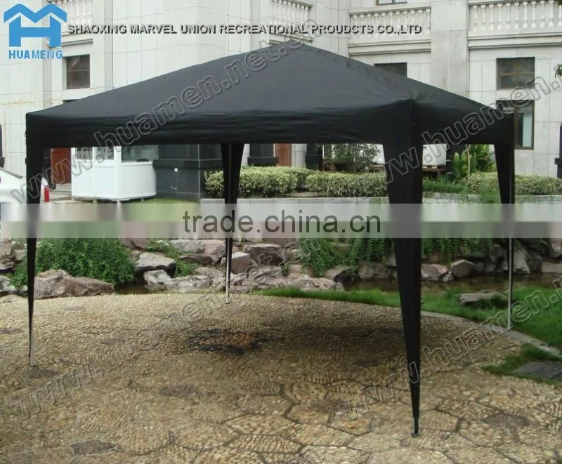 Black polyester folding gazebo with windows 3x3m