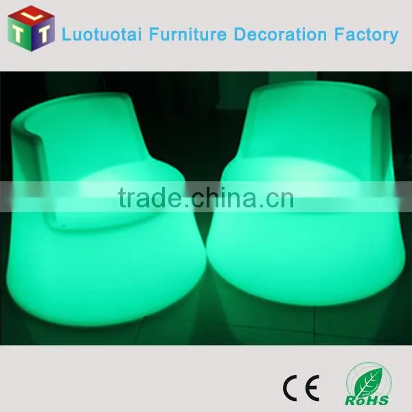 PE waterprood Anti-UV rechargable Customize Plastic LED Rotomoulding Sofa for living room /wedding/bar/night club