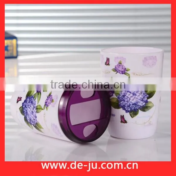 Violets Design Cup Lotion Bottle Cheap Bathroom Sets
