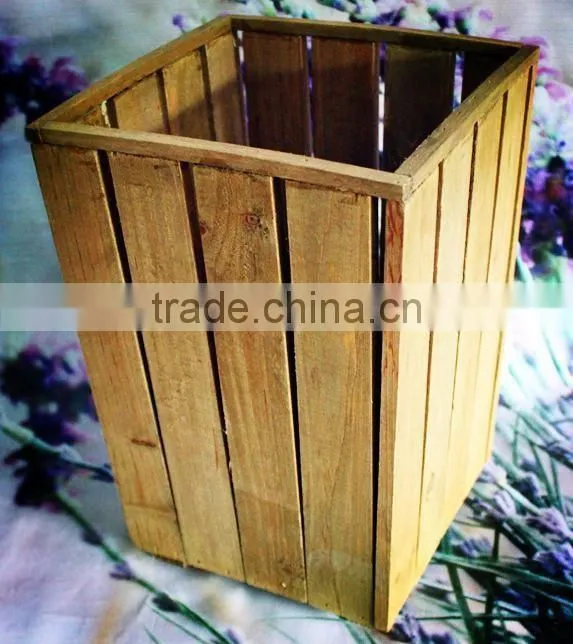 2015 custom wooden browm waste bins accept customization color or size for dusbin box