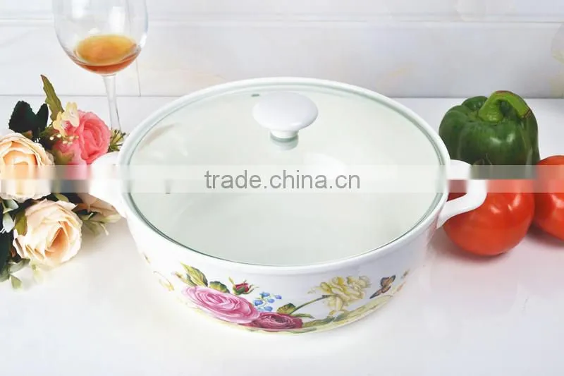 10" porcelain microwave pot with glas lid