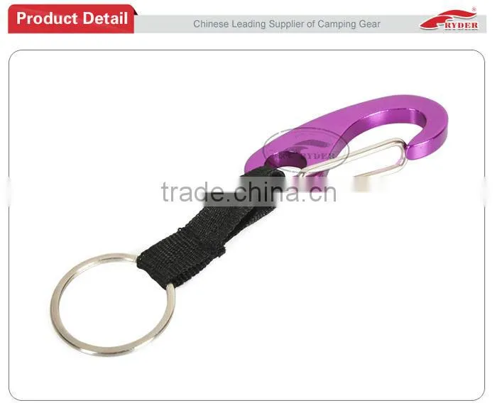 Purple Camping Aluminum Karabiner Clip with Strap