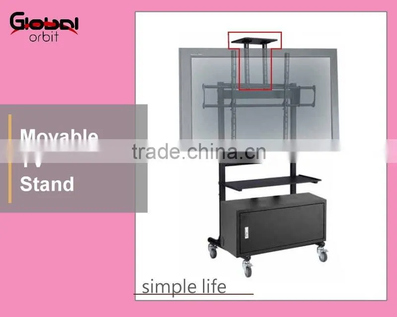 Adjustable in height monitor display stand, TV movable floor bracket stand