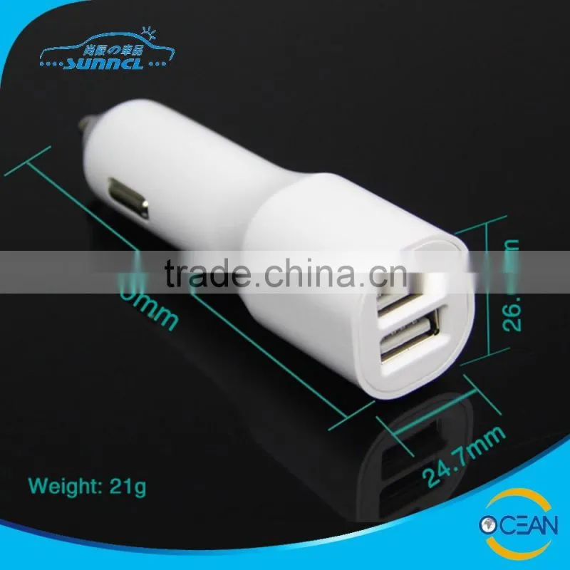 CE FCC RoHS 2.4A 3.1A 4.8A High Quality 2 USB Car Charger with LED Working Light