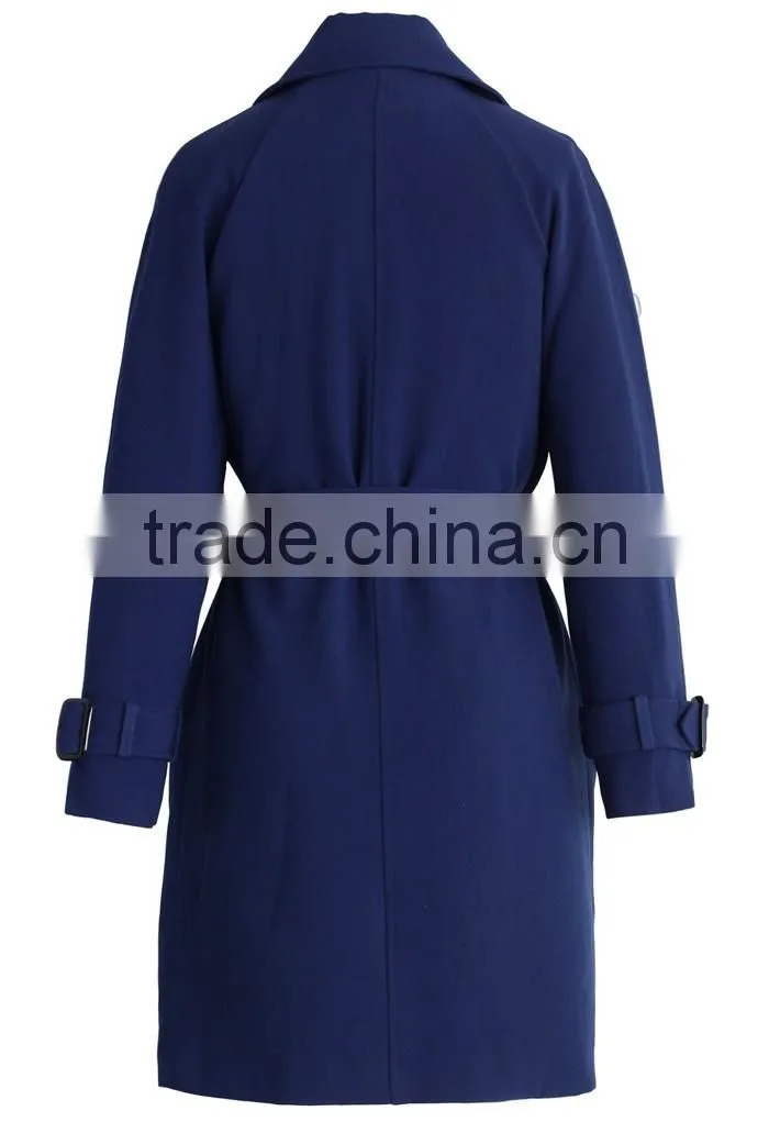Beige /Grey/Indigo blue color Open front design Full lined long jacket,beautiful women Belted Textured Trench jacket Coat