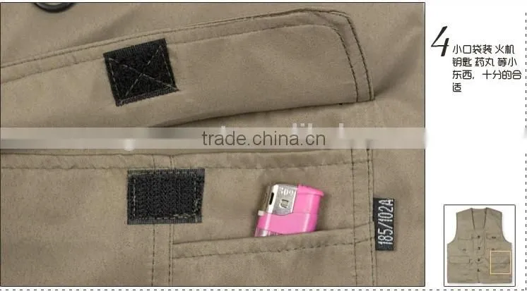 Men's reversible clothing casual outdoor fishing vest multi-pocket Men V-neck cotton vest brand
