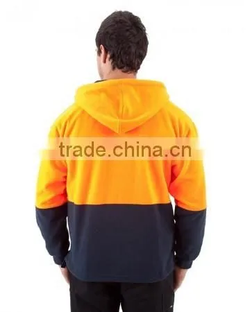 Custom contrast colors for safety hoodies workwear uniform mens hi vis pullover