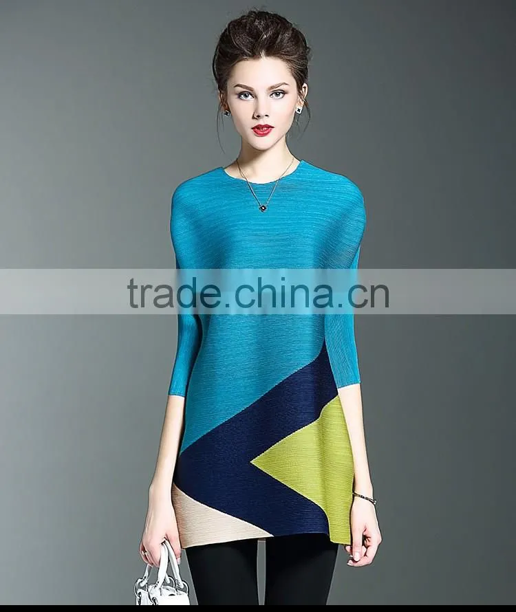 Latest new womens big yards loose contrast color fold dress