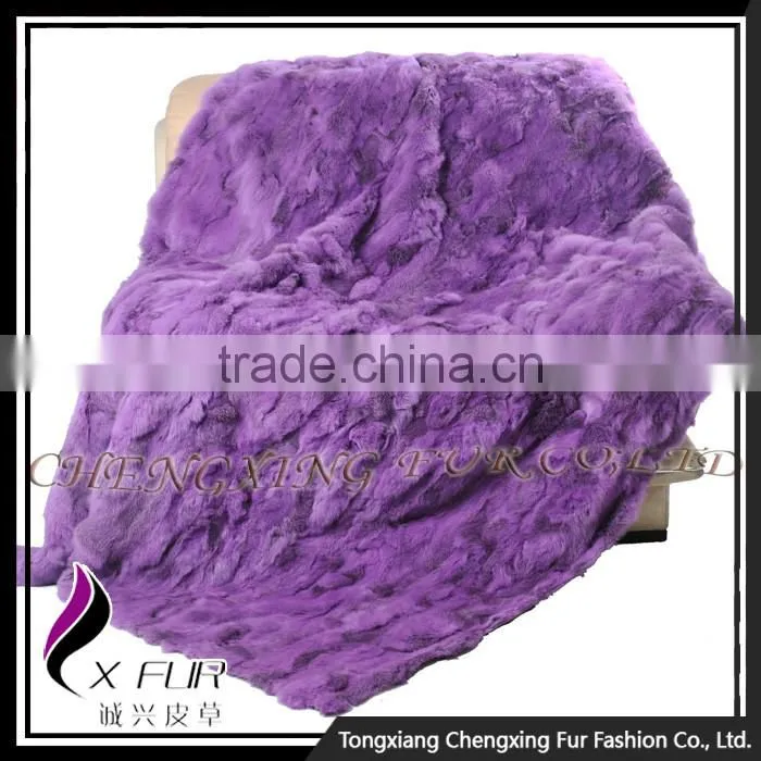 CX-D-11H Top Quality Home/Hotel Carpet Patchwork Rabbit Fur Fur Throw Blanket
