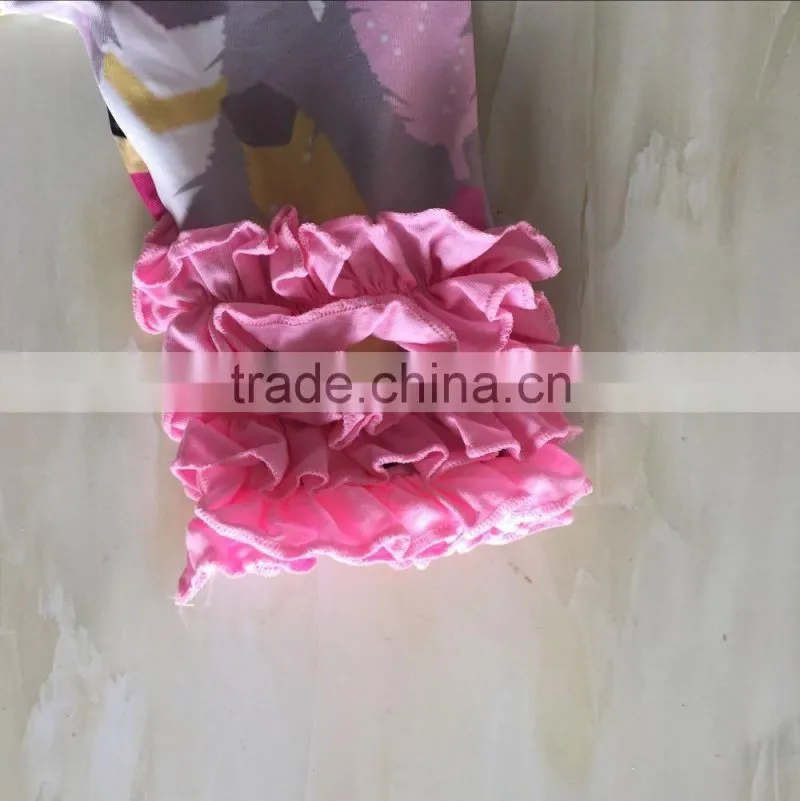 2016 Boutique clothing for little girls pink icing ruffles baby feather capris