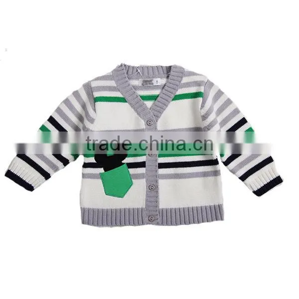 Baby boys V neck sweater stripe knitted children cardigan