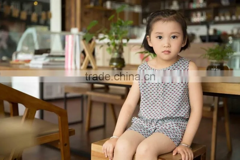 new fashion girl sleeveless set chifon blouse set for baby girl printed flower dress jumpsuit