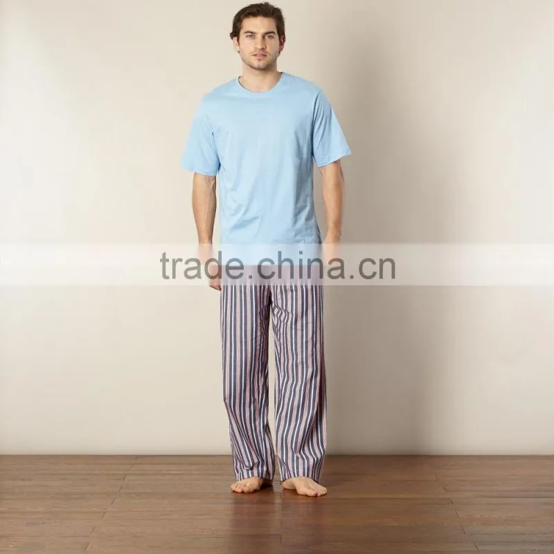 Blue striped short sleeve jersey pyjama set
