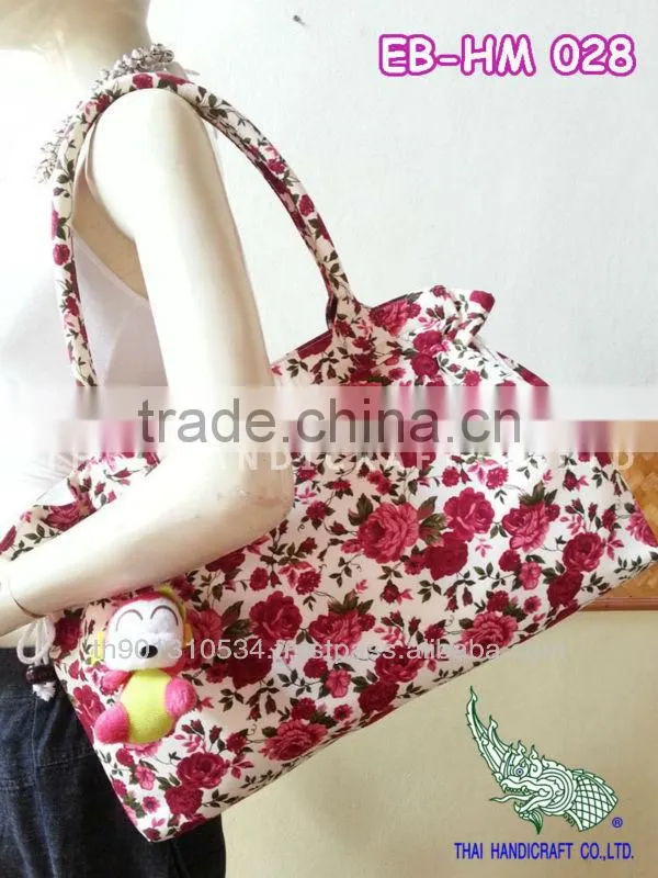 Thai cotton fabrics tote bag flowers design