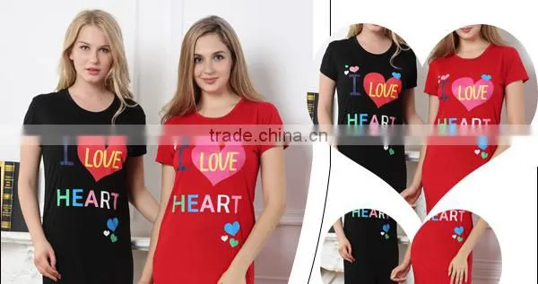 2015 Wholesale fashion lovely printed design S/S CVC women summer designs nightgown
