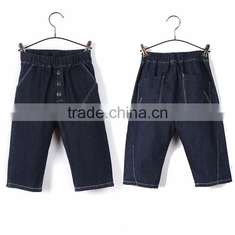 2016 China Apperal factory 100% cotton latest fashion 3 metal button design denim wholesale kids jeans