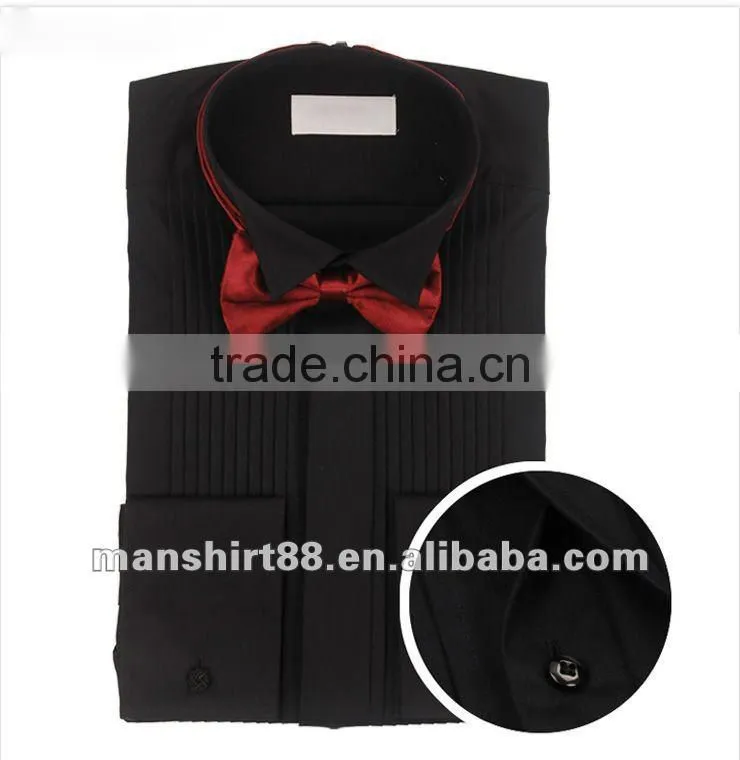 men's latest slim fit wing-tip collar tuxedo shirt with french cuff cufflinks
