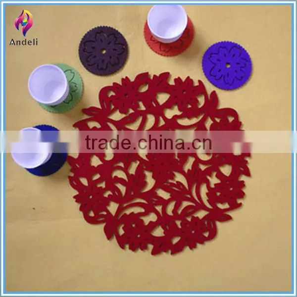 Laser cutting wholesale felt placemats with flower