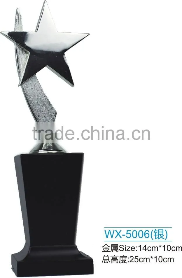 Popular wood trophy base gold plated STAR awards metal trophy