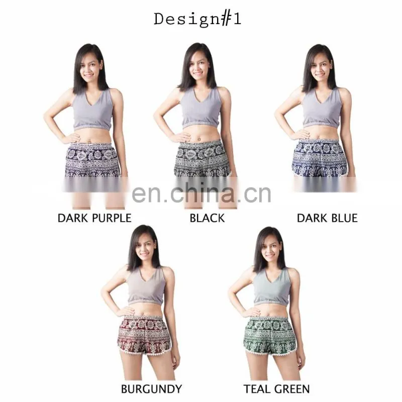 Lofbaz Women's Printed Lace Summer Beach Pom Pom Sexy Festival Hot Shorts