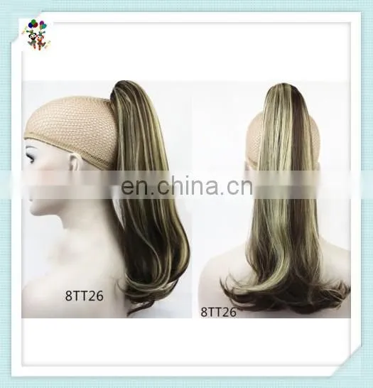 Womens Long Wave Mixed Colors Drawstring Hair Ponytails HPC-0158
