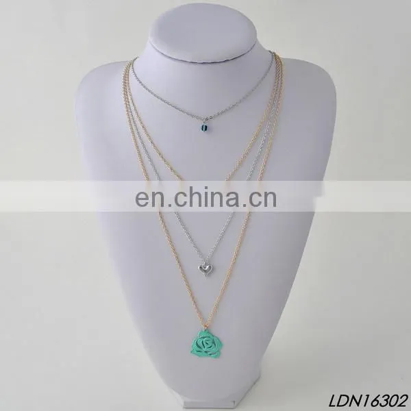 NEW WOMEN SILVER MULTI LAYERS TIE TUXIDO CHAINS WAVE METAL BODY JEWELRY