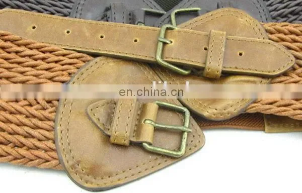 Fahion Elastic Braided Belt For Women Leather Bullet Belt