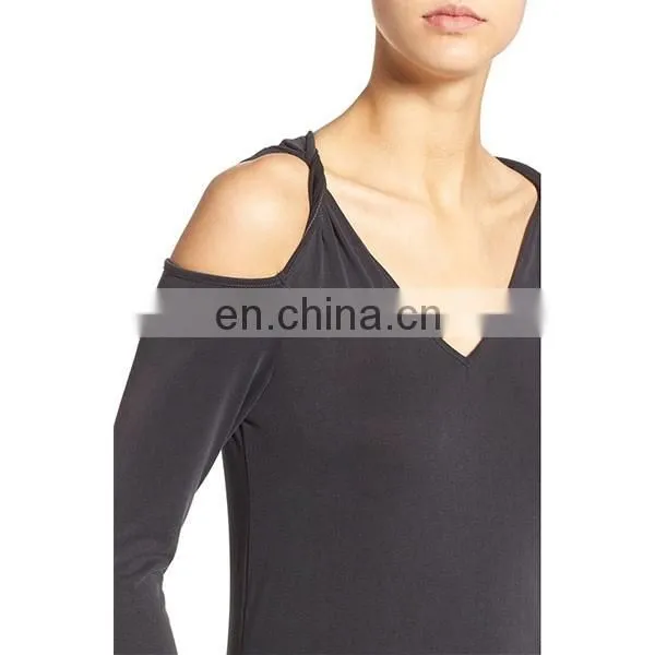 Fashion Design Cold Shoulder Top Latest Long Sleeve Shirt Ladies Blouses & Tops