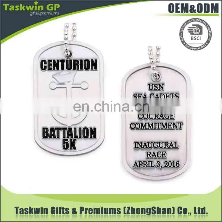 wholesale custom laser military dog tag with necklace of fashion printing and nice engraving with logo and name