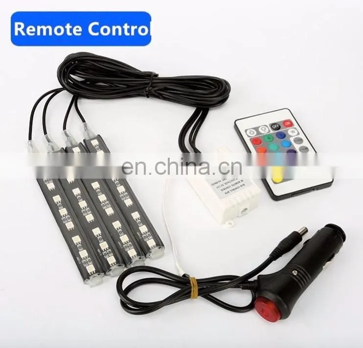 Car styling Wireless Remote/Music/Voice Control Interior Floor Foot Decoration Light Cigarette LED Atmosphere RGB