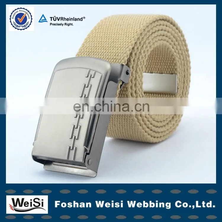 Custom brand logo polyester cotton webbing belt without buckle