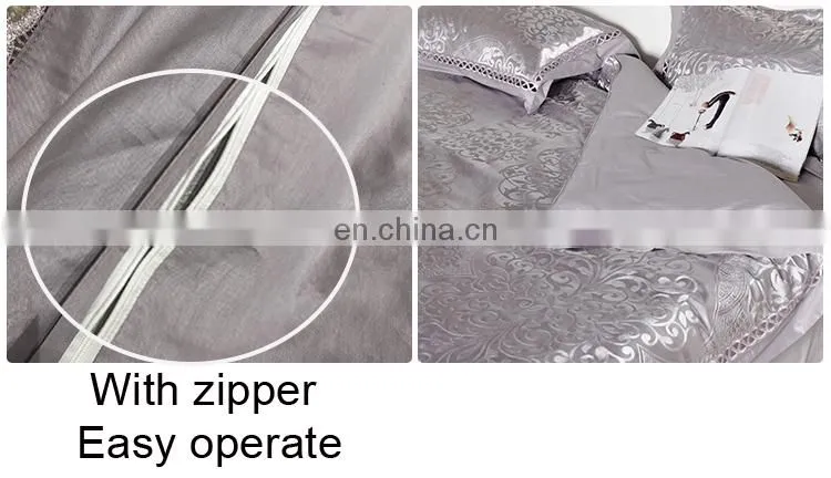 Made In China Home Textile New Luxury Pure Cotton 4 PCS Quilt Set Bed Sheet Cover Sets Jacquard Comforter Lace Bedding Set