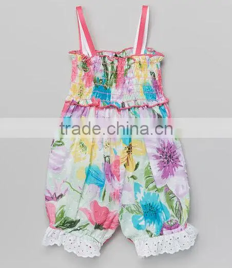2014 Wholesale baby bubble Ruffle Tie Romper