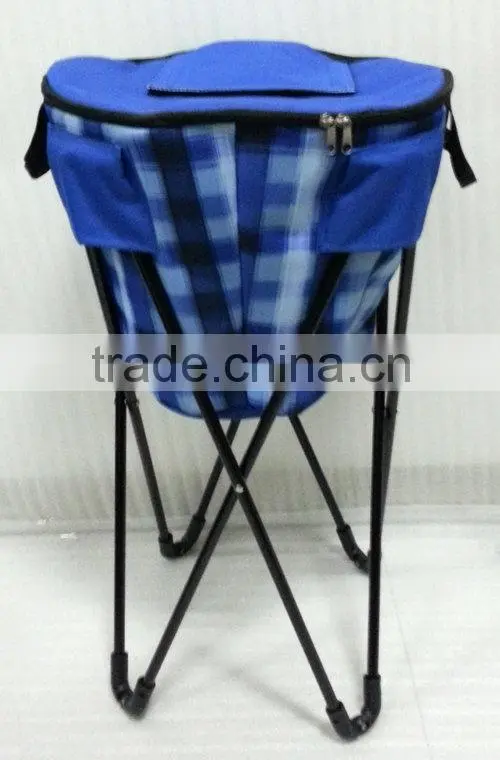 Foldable cooler bag with stand in Blue checker