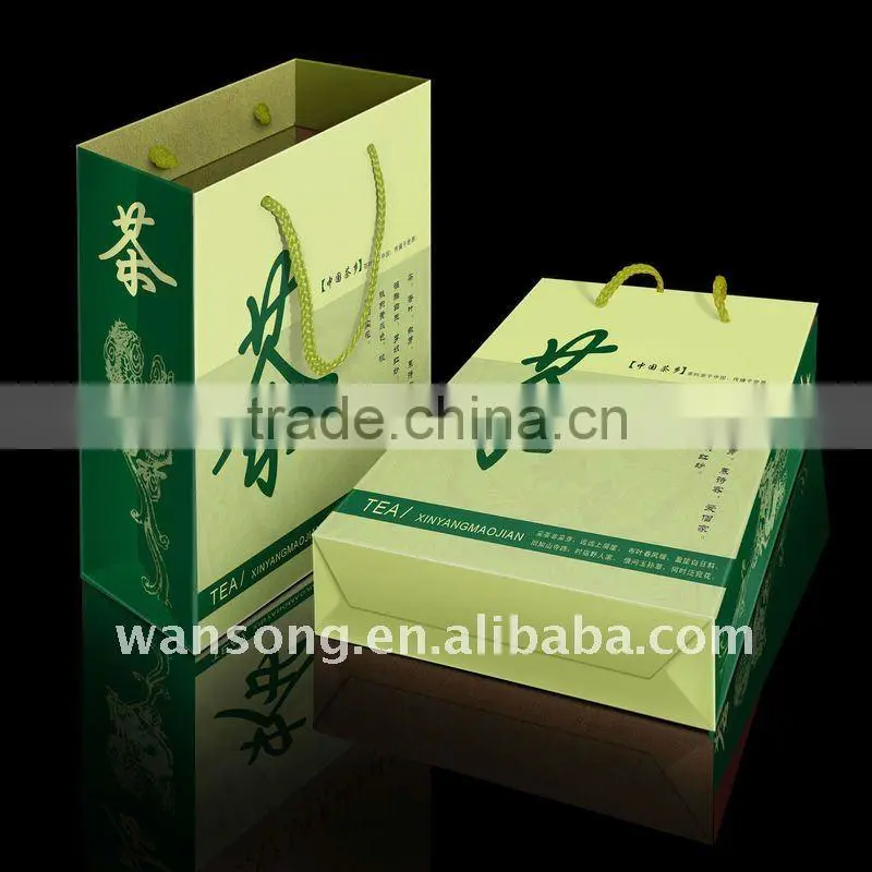 Newest special design foldable shopping paper bag for tea packaging