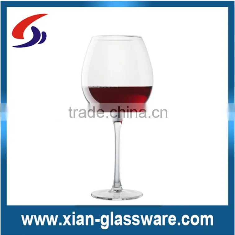 Promotional clear hand made long stem wine glass for wholesale/red wine glass/goblet/balloon shape