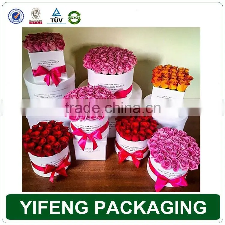 Luxury fancy material decorative top quality custom logo round flower gift box