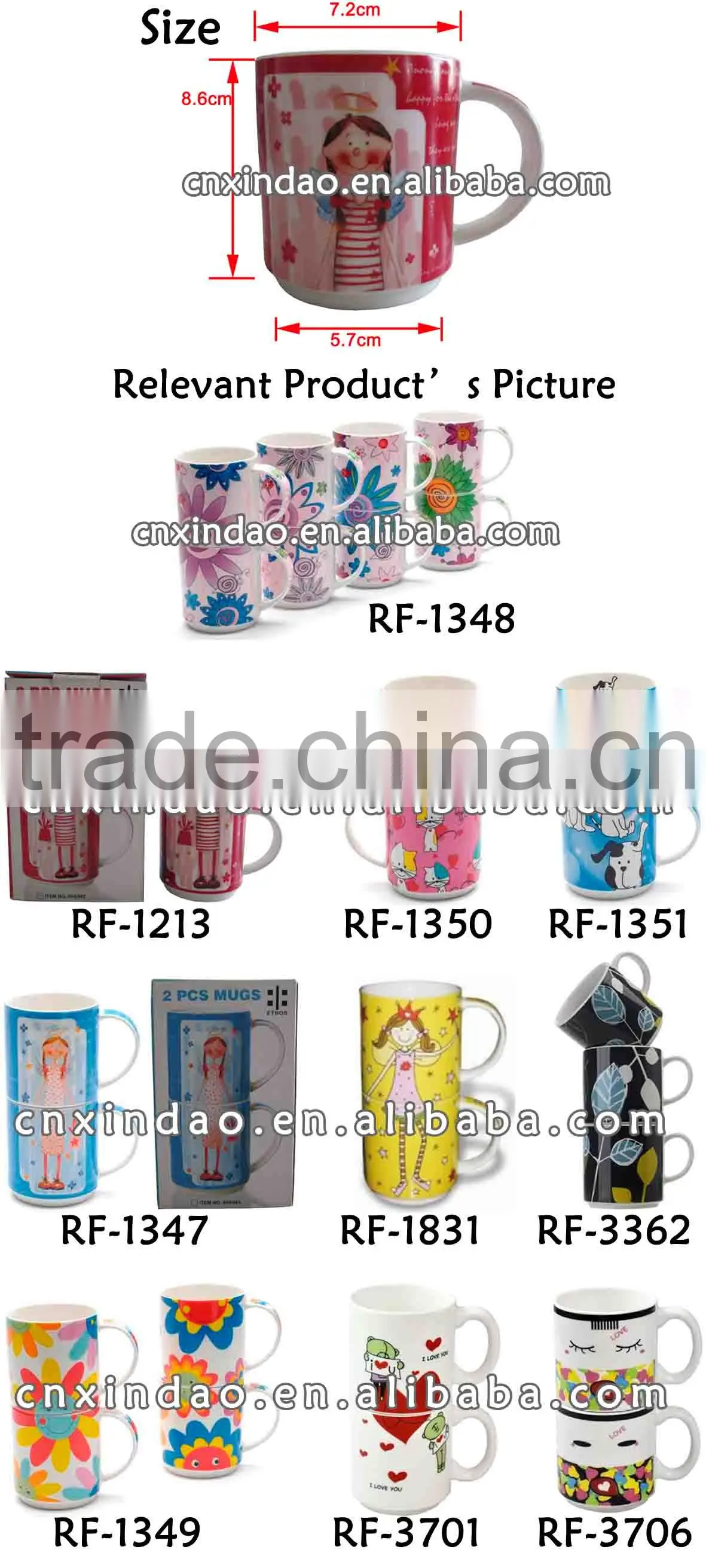 Zibo Made Hot Sale Wholesale Stackable Personalized Ceramic Coffee Mug with Handle