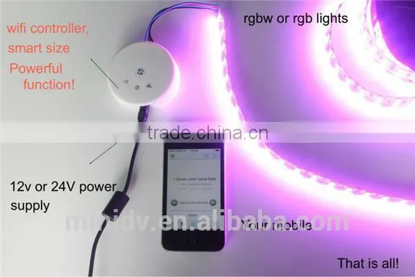 192W/384W High-powered WiFi LED Controller for DC12V/24V Full-color RGB/RGBW LED Strip with Remote Control APP for Android IOS