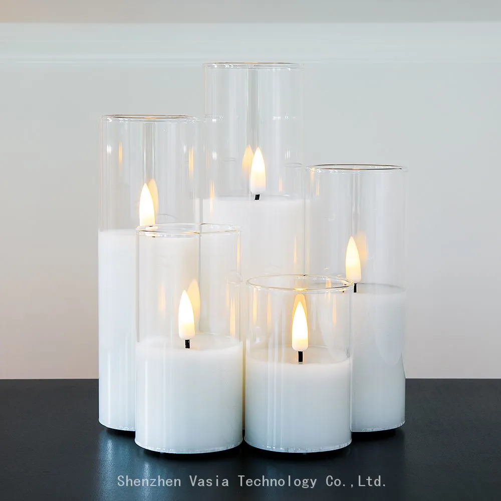 5 Pillar White Glass Led Candle (3)