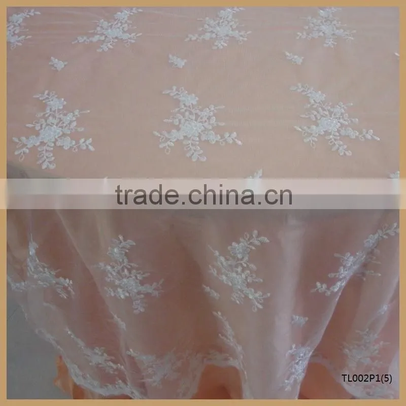 TL002P1(5) factory outlet cheap wedding white embroidered lace table overlays
