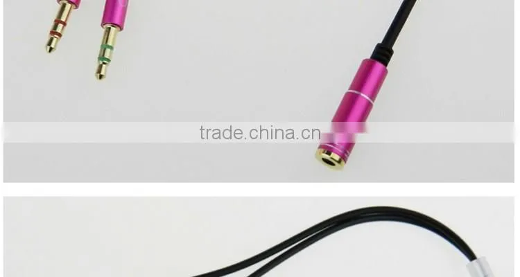 2016 trending products High Quality 3.5mm Y Splitter Audio Cable 1 female to 2 male AUX Cable bulk buy from china