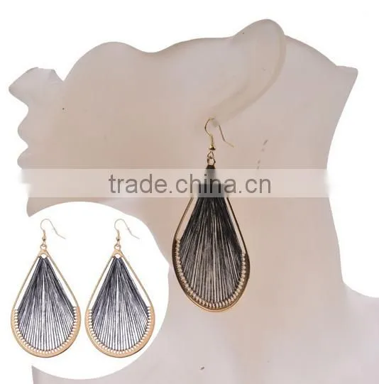 Latest fashion beautiful old design alloy fan shape earrings