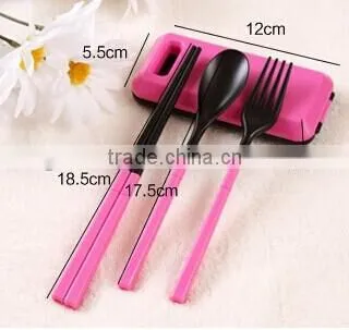 Foldable travel tableware three sets of chopsticks spoon fork