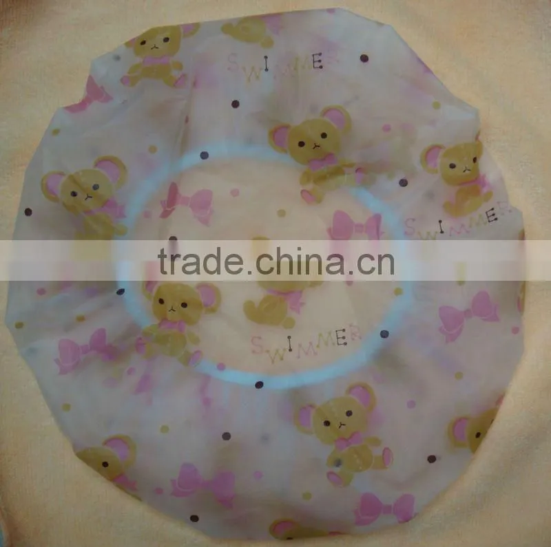 Pvc fashion plastic shower cap beautiful shower cap single layer shower cap for women