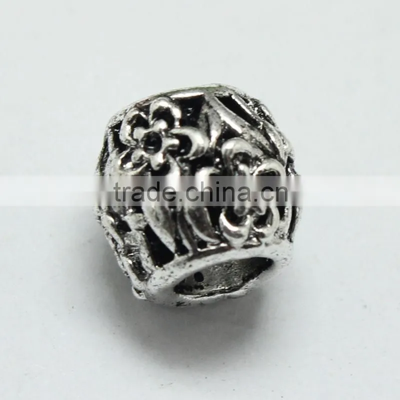 Round Zinc Alloy Anti-Silver Pdora Bracelet Beads