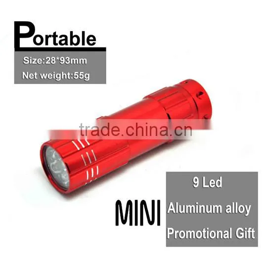 (120420) Top quality supermarket promotion aluminum alloy mini 9led torch