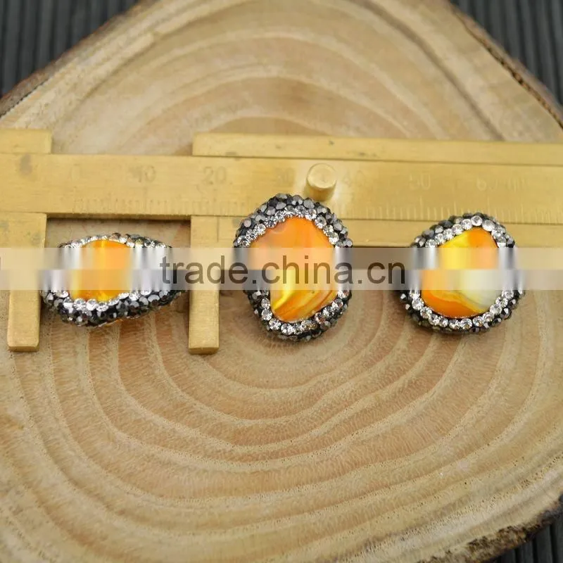 LFD-0015B Wholesale Druzy Shell Loose Bead , Pave Rhinestone Connectors Spacer Beads Jewelry Making