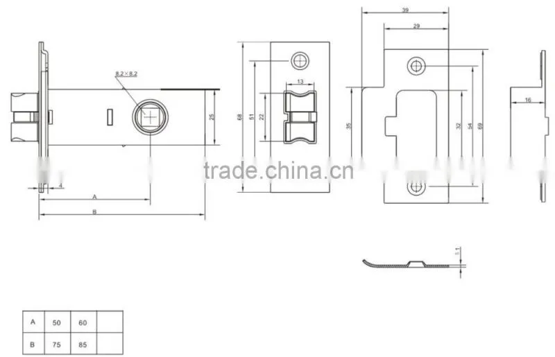 Heavy Duty 75mm 85mm Lever Lock Mortise Lock Latch